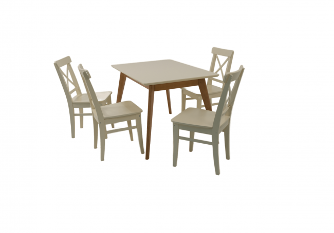 Стол Сканди 120 натур/слоновая кость со стульями Ингольф слоновая кость Стол Сканди 120 натур/слоновая кость со стульями Ингольф слоновая кость