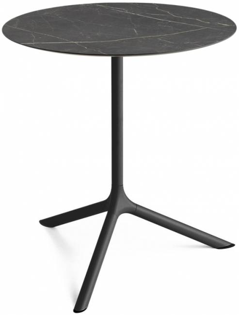 Стол ламинированный обеденный складной Tripe Maxi Folding черный, черный мрамор Сахара Ø800х740 мм Стол ламинированный обеденный складной Tripe Maxi Folding черный, черный мрамор Сахара Ø800х740 мм