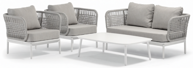 Комплект лаунж мебели Yolk белый, конопляный