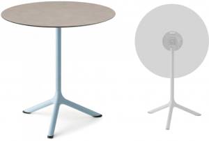 Стол ламинированный обеденный складной Tripe Folding голубой, тортора шпатель Ø700х740 мм