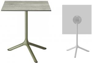 Стол ламинированный обеденный складной Tripe Folding оливковый, состаренный серый дуб 600х600х740 мм