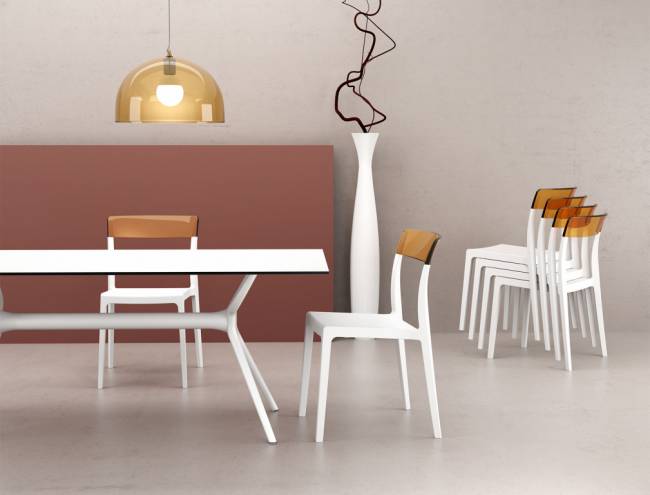 Стул пластиковый Flash белый, янтарный 520х570х830 мм