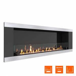 Биокамин встраиваемый SteelHeat LONG-H 1500 XL (Стекло + Стемалит)