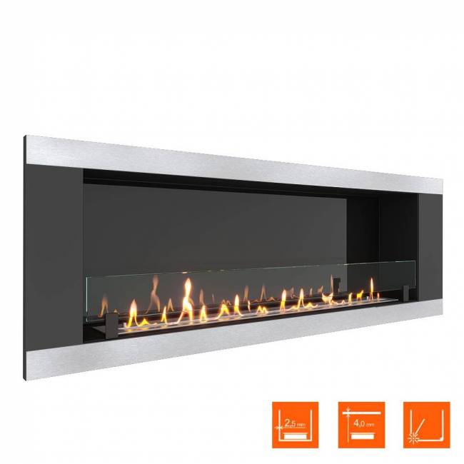 Биокамин встраиваемый SteelHeat LONG-H 1500 XL (Стекло + Стемалит)