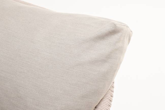 "Верона" диван 3-местный плетеный из роупа, каркас алюминий белый муар, роуп бежевый круглый, ткань бежевая 15052 "Верона" диван 3-местный плетеный из роупа, каркас алюминий белый муар, роуп бежевый круглый, ткань бежевая 15052