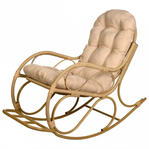 Кресло качалка с подножкой из искусственного ротанга, бамбук