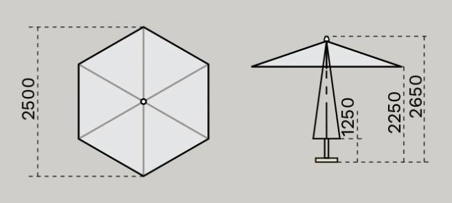 Зонт профессиональный диаметром 2.5 м Palladio Standard натуральный, слоновая кость Ø2500 мм Зонт профессиональный диаметром 2.5 м Palladio Standard натуральный, слоновая кость Ø2500 мм