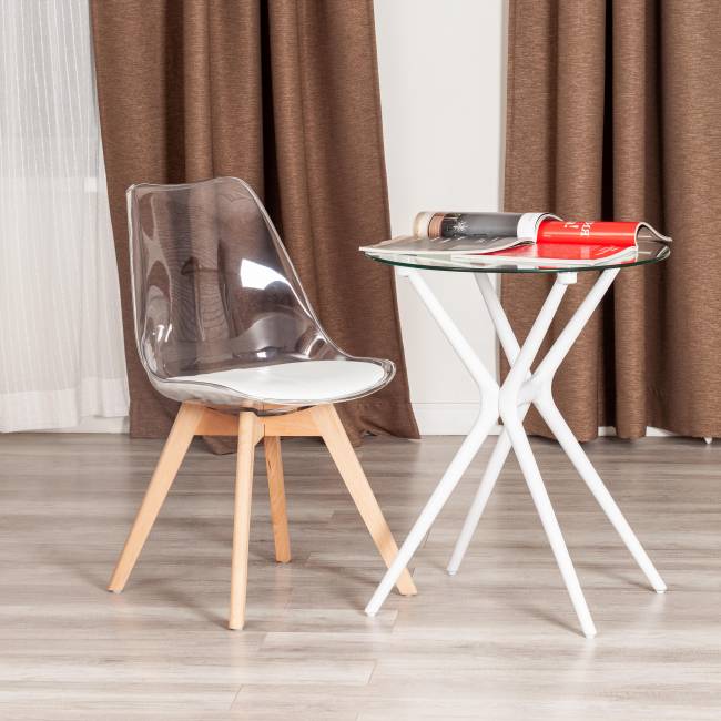 Стул TULIP (mod. 73-1) дерево/пластик/экокожа, 47,5x55x80 см, Прозрачный (Transparent) (Комплект из 4 шт.) прозрачный дерево/пластик/экокожа Стул TULIP (mod. 73-1) дерево/пластик/экокожа, 47,5x55x80 см, Прозрачный (Transparent) (Комплект из 4 шт.) прозрачный дерево/пластик/экокожа
