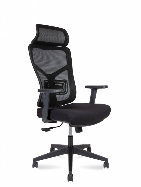 Новинки офисное кресло / Asper New / черный пластик  / черная сетка / черная ткань