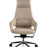 Кресло офисное / Шопен / бежевая кожа / алюминиевая база