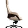 Кресло офисное / Шопен / бежевая кожа / алюминиевая база