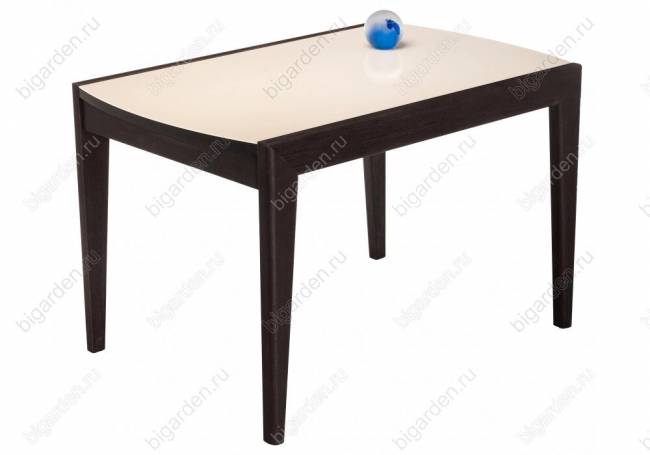 Стеклянный стол Оливер бежевый / орех премиум