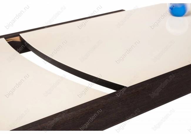 Стеклянный стол Оливер бежевый / орех премиум