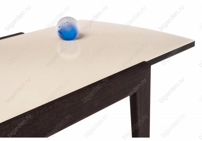 Стеклянный стол Оливер бежевый / орех премиум
