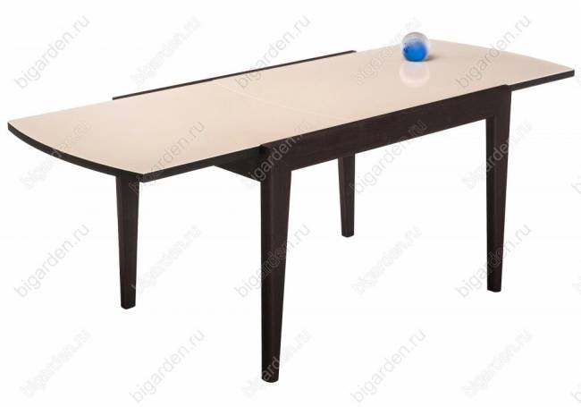 Стеклянный стол Оливер бежевый / орех премиум