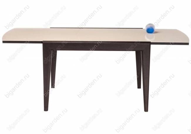 Стеклянный стол Оливер бежевый / орех премиум