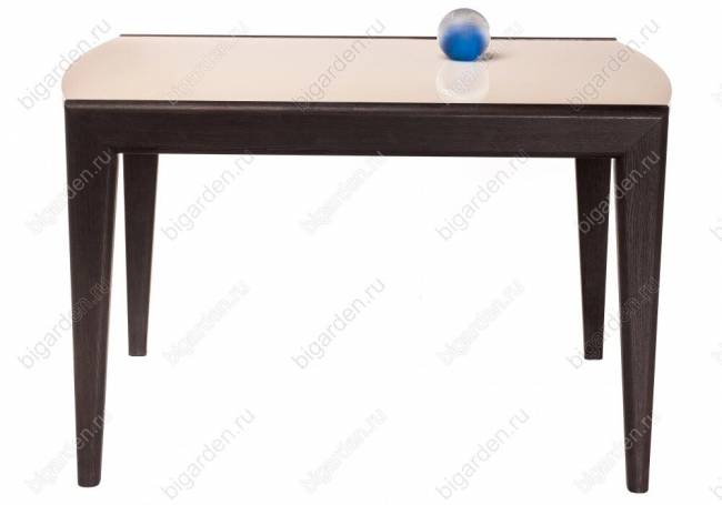 Стеклянный стол Оливер бежевый / орех премиум