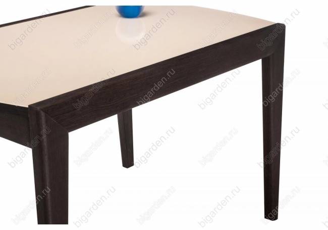 Стеклянный стол Оливер бежевый / орех премиум