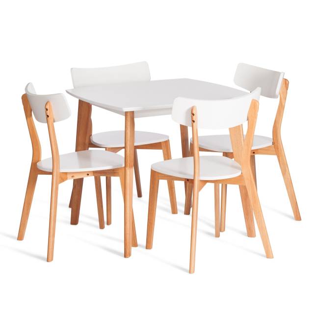 Стул Клеар/Claire сиденье МДФ, опоры дерево гевея, белый/натуральное дерево, 48х49,5х81,5хш44см (Комплект из 2 шт.) белый сиденье МДФ, опоры дерево гевея