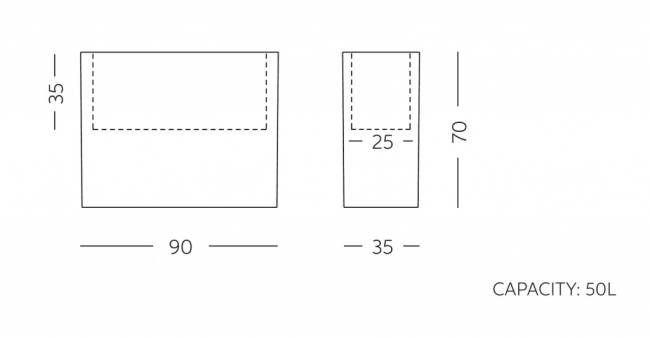 Кашпо пластиковое Quadra Separe Standard 900х350х700 мм