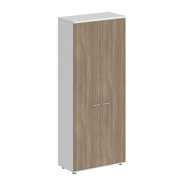 SG.822.WH.OD / Гардероб 800х600х1955, з.ст HDF / корпус: белый; фасады: дуб темный