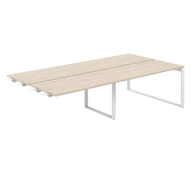 AG.165.AR.L.72.WH  / Рабочая станция комбо 2800х1438х750  / профиль О-образный: 70х20 белый; лючок: серебро; столешница: акация равелло