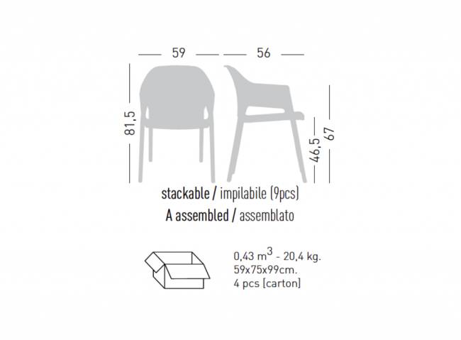 Кресло пластиковое Minush черный 590х560х815 мм