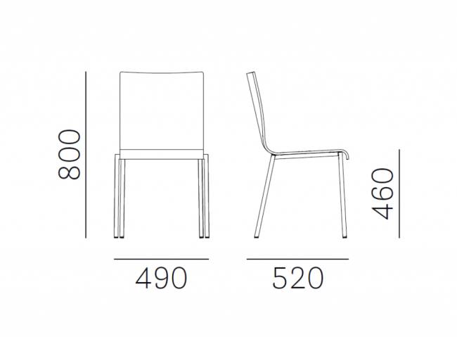 Стул деревянный Kuadra XL сатинированный стальной, венге 490х520х800 мм