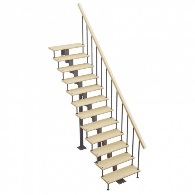 Модульная лестница Стандарт - Классик (прямой марш) 2340-2470, 180, Серый