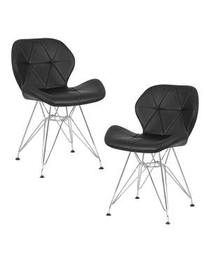 Набор 2 шт Стул обеденный DOBRIN BUTTERFLY CHROME, ножки хром, цвет чёрный