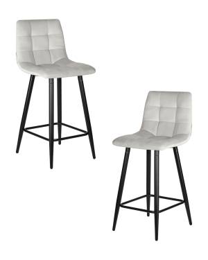 Набор 2 шт Стул полубарный DOBRIN OLIVIA, черные матовые ножки, светло-серый велюр (108-52)