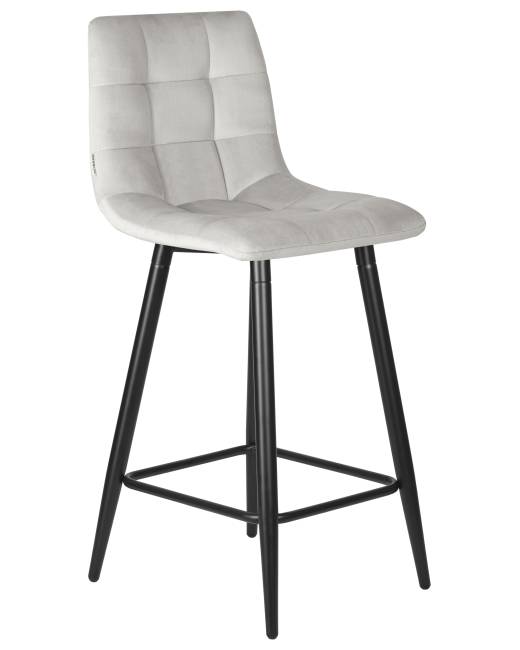 Набор 2 шт Стул полубарный DOBRIN OLIVIA, черные матовые ножки, светло-серый велюр (108-52)