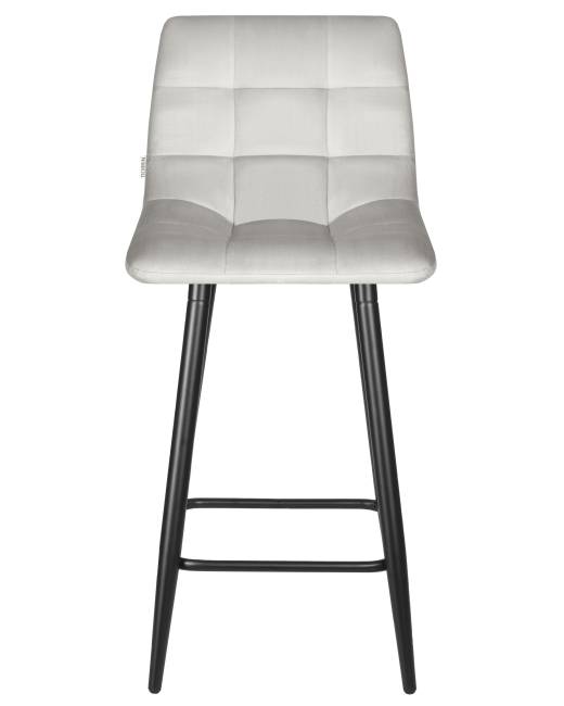 Набор 2 шт Стул полубарный DOBRIN OLIVIA, черные матовые ножки, светло-серый велюр (108-52)