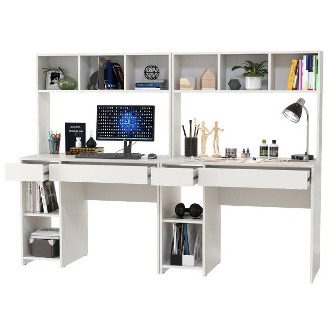 Два компьютерных стола Комфорт 12.77F цвет белый шагрень