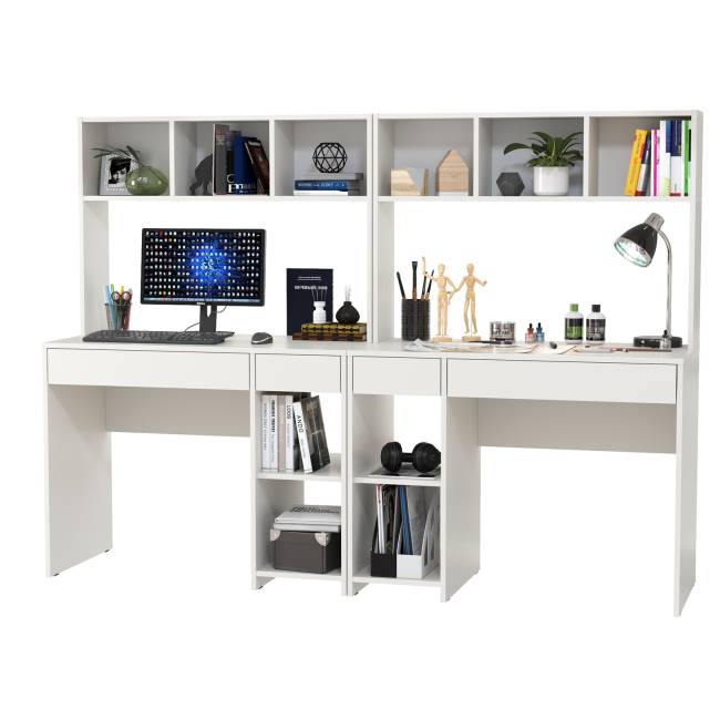 Два компьютерных стола Комфорт 12.77F цвет белый шагрень