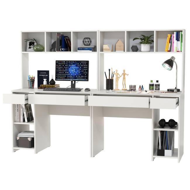 Два компьютерных стола Комфорт 12.77F цвет белый шагрень