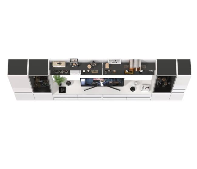 Сидней мебель в гостиную модульная комплектация № 118 цвет белый/чёрный/МДФ белый глянец