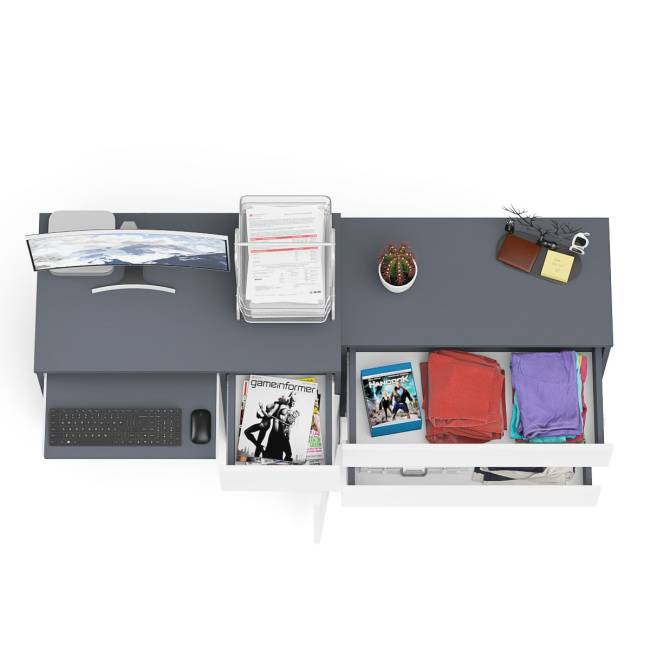 Стол компьютерный МС-1 правый с комодом на три ящика 800 Мори цвет графит/белый