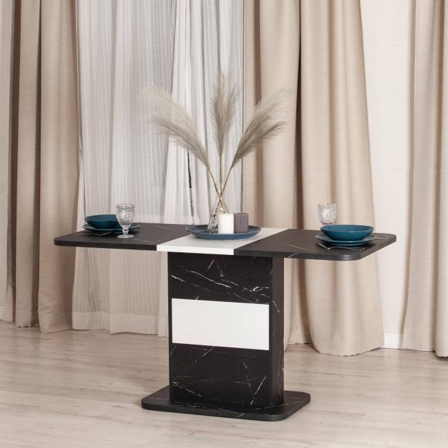 Стол обеденный SMART ЛДСП, 105-140х68,6х75 см, Мрамор Блэк Роял/Белый Мрамор Блэк Роял/Белый ЛДСП Стол обеденный SMART ЛДСП, 105-140х68,6х75 см, Мрамор Блэк Роял/Белый Мрамор Блэк Роял/Белый ЛДСП