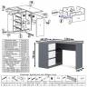 Стол компьютерный угловой с тумбой слева и шкаф 1600 Мори цвет графит/белый