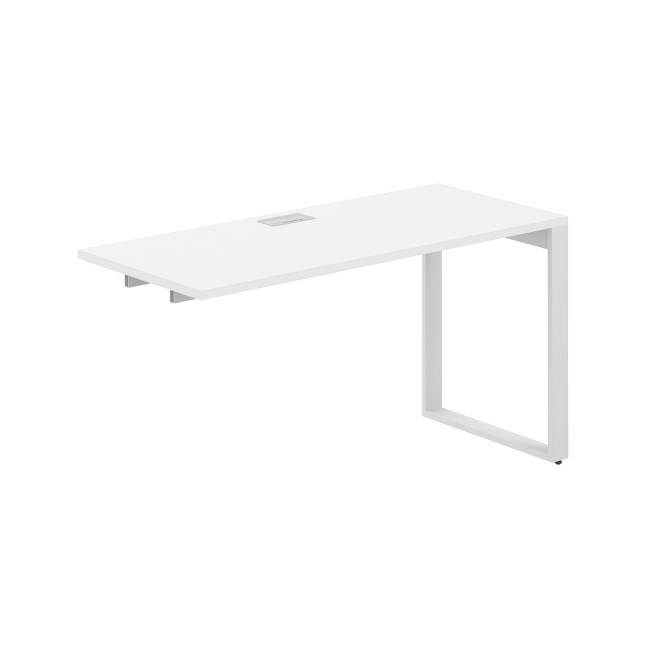 AG.182.WH.L.72.WH / Секция рабочей станции 1400х600х750 / профиль О-образный: 70х20 белый; лючок: серебро; столешница: белый