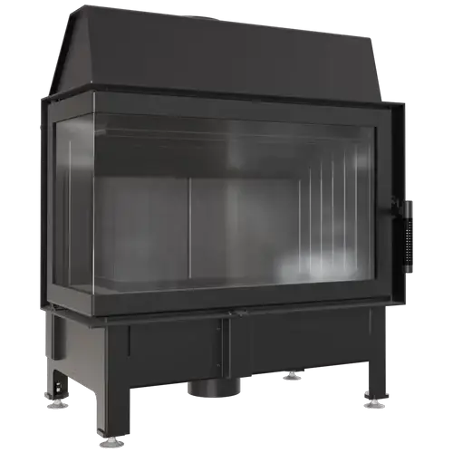 Топка Kratki ZIBI/L/BS, угловое стекло слева черная футеровка