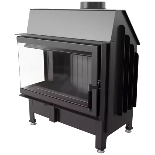 Топка Kratki ZIBI/L/BS, угловое стекло слева черная футеровка