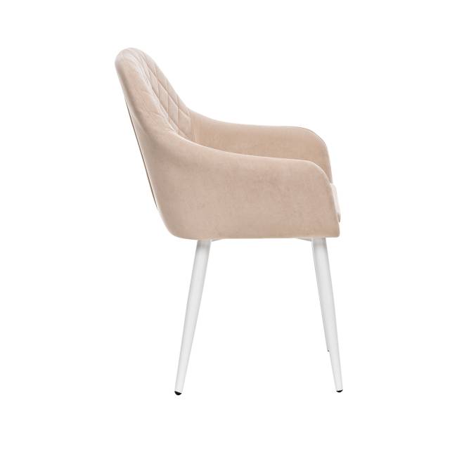 Стул с подлокотниками Leset Слим, каркас Белый, велюр Бежевый Бежевый Белый