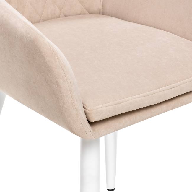 Стул с подлокотниками Leset Слим, каркас Белый, велюр Бежевый Бежевый Белый Стул с подлокотниками Leset Слим, каркас Белый, велюр Бежевый Бежевый Белый