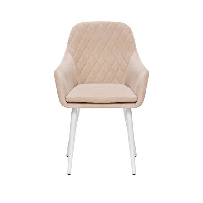Стул с подлокотниками Leset Слим, каркас Белый, велюр Бежевый Бежевый Белый