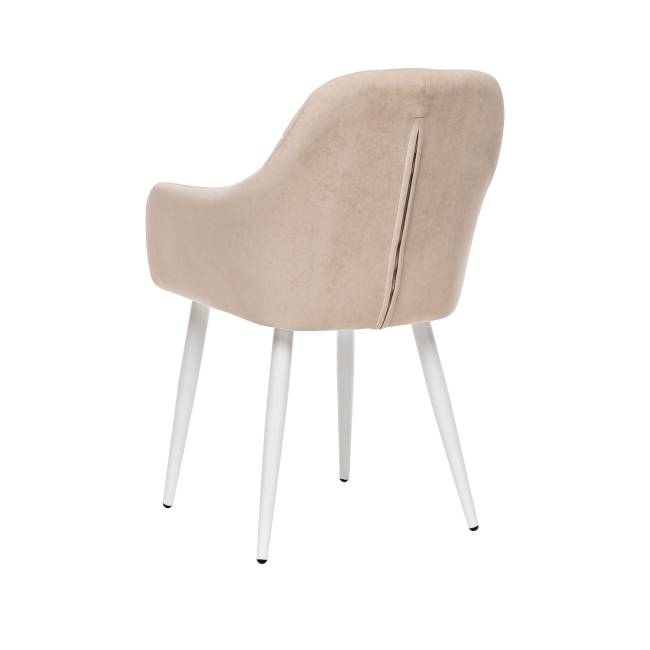 Стул с подлокотниками Leset Слим, каркас Белый, велюр Бежевый Бежевый Белый