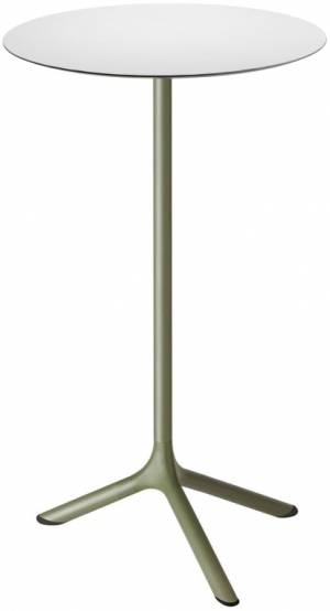 Стол ламинированный барный Tripe оливковый, белый Ø600х1100 мм