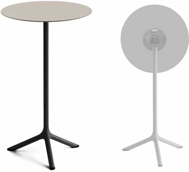 Стол ламинированный барный складной Tripe Folding черный, тортора Ø600х1100 мм