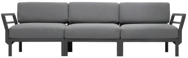 Диван пластиковый с подушками Maximo 3 базальт, лава 2685х940х790 мм